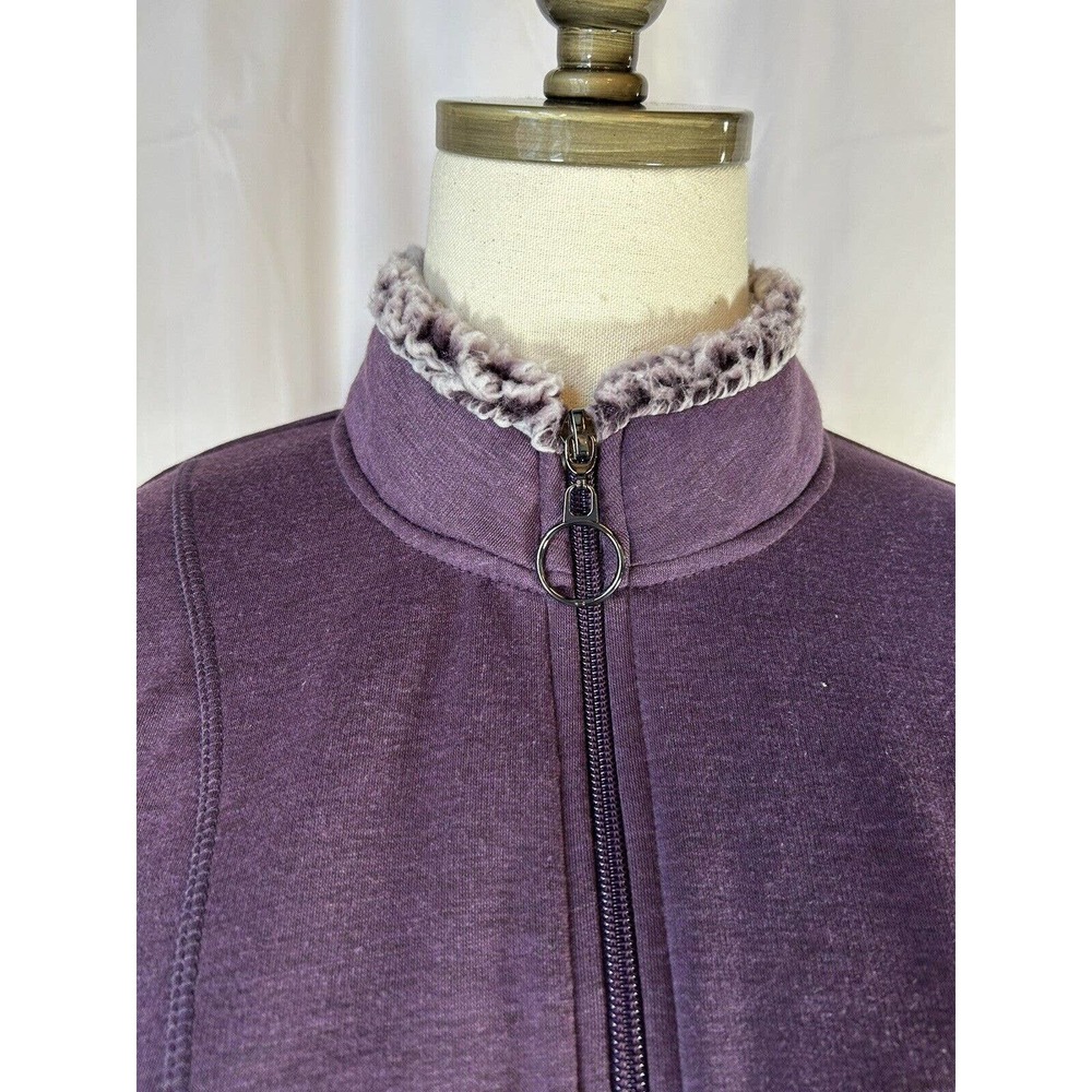 Cuddl Duds sweater jacket Womens M Fleece Lined Full-Zip Pockets purple comfy - Picture 2 of 9